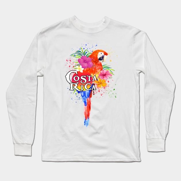 Costa Rica Tropical Parrot Macaw Long Sleeve T-Shirt by heybert00